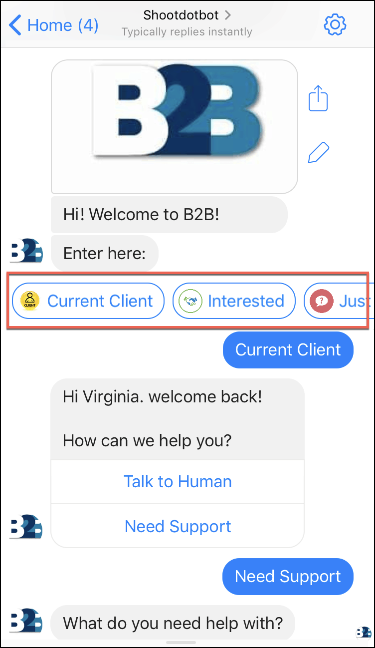 Customers.ai's B2B chatbot template