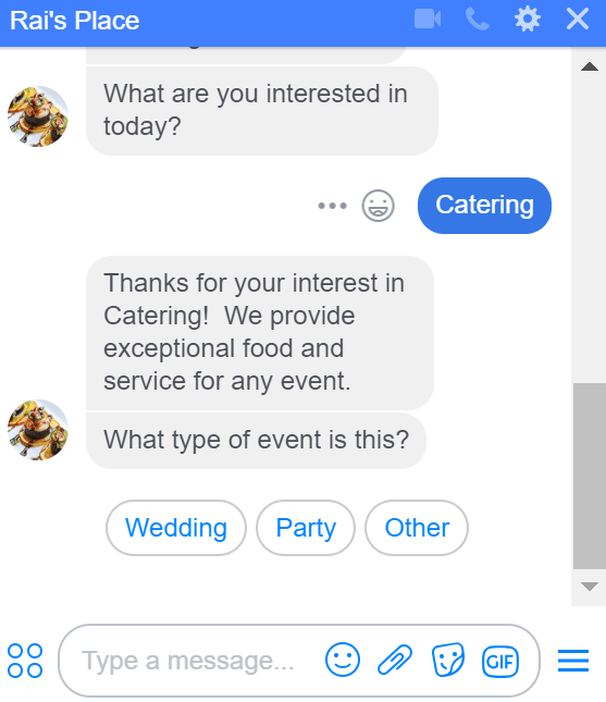 Customers.ai restaurant chatbot template