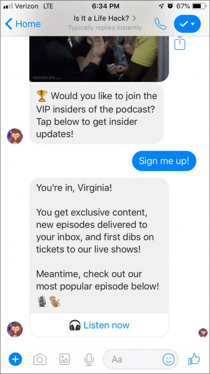 messenger opt-in page