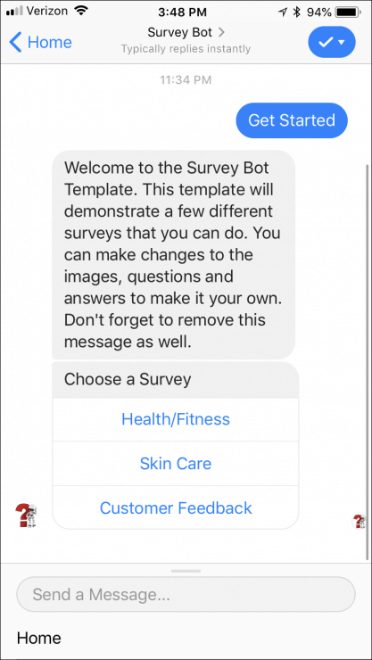 customer survey chatbot template
