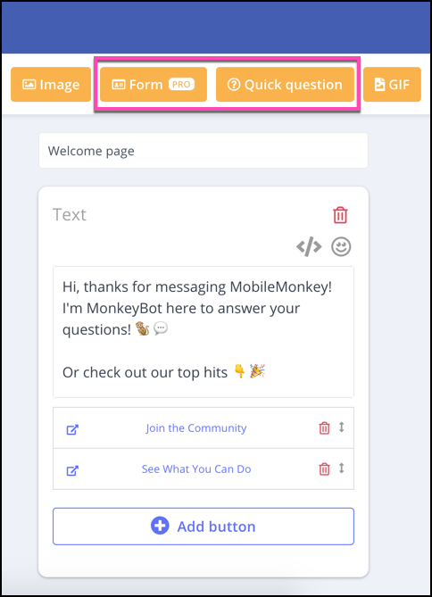 form-and-quick-question-chatbot-widgets