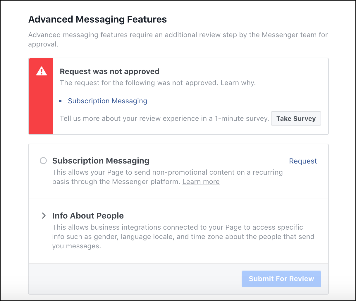 subscription messaging request not approved
