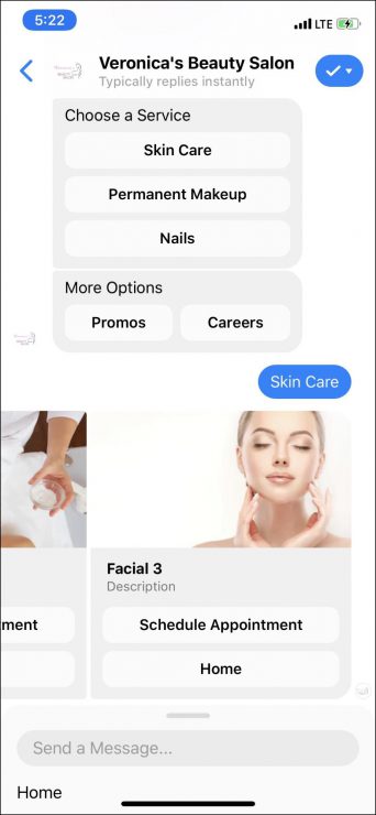 chatbot marketing for beauty salon