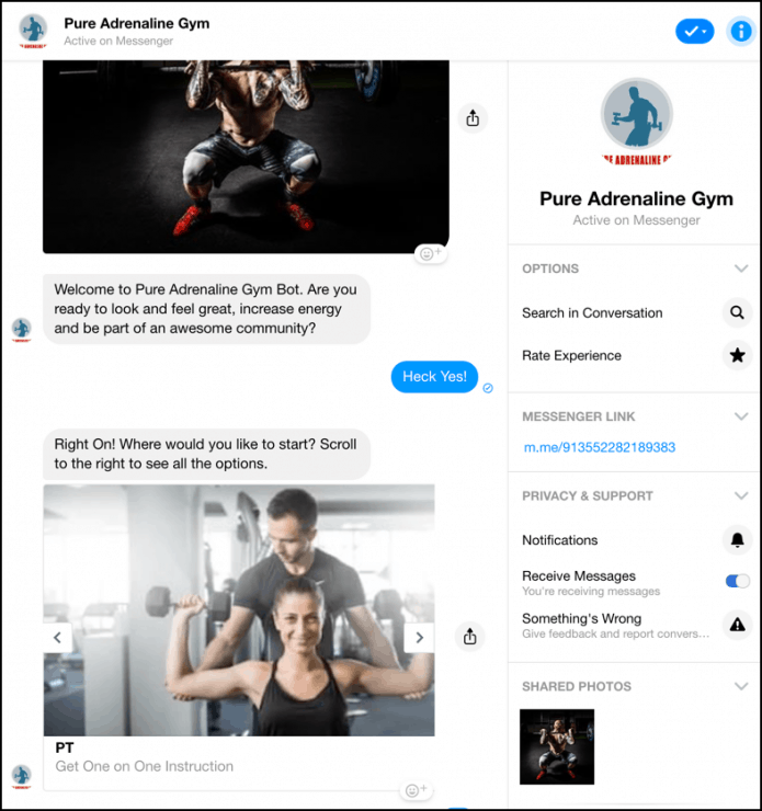 chatbot marketing for gyms