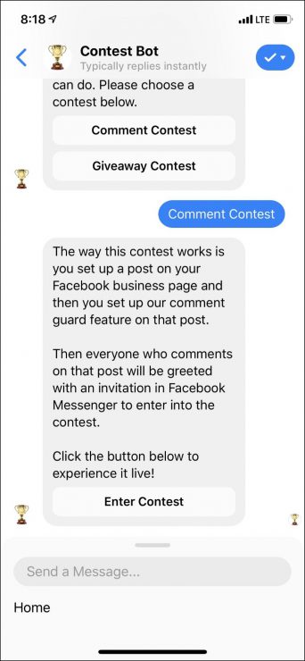 chatbot marketing for contests
