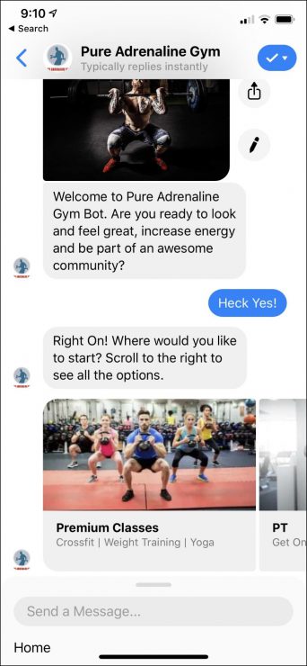 Facebook Messenger Bot for Gym Business