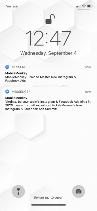 messenger notification of sponsored message