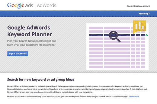 WordPress Digital Marketing Plugin: Google Keyword Planner