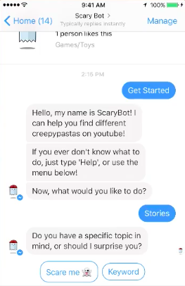 Halloween Chatbots: ScaryBot gives stories