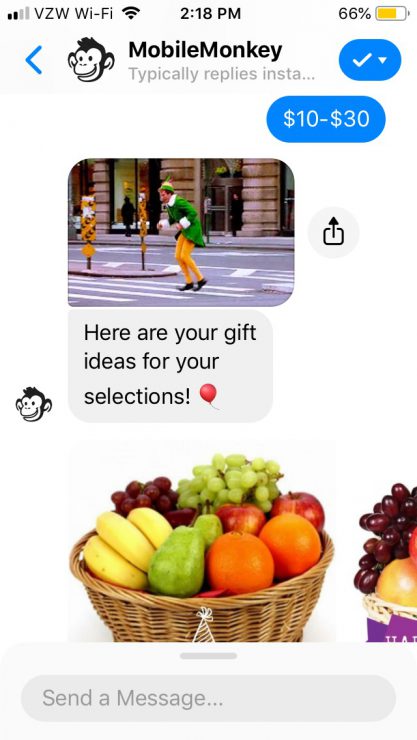 Gift Finder Chatbot: Example of gift recommendation in action