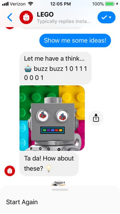 Gift Finder Chatbot: LEGO Bot Ralph thinking