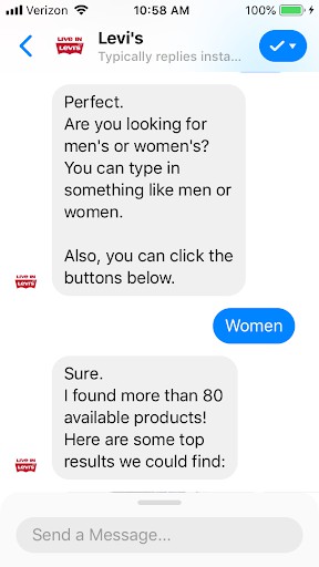 Gift Finder Chatbot: Levi's product recommendation chatbot fit style preference 
