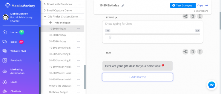 Gift Finder Chatbot: Customers.ai chatbot builder 1