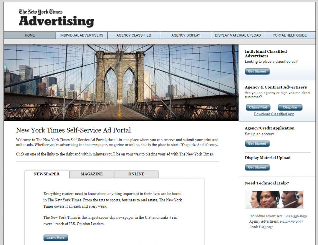Advertising on the New York Times website