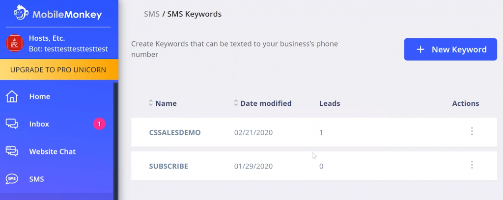sms keywords for text message marketing
