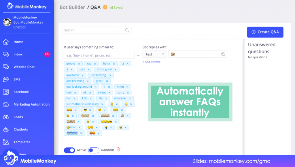 Automatically answer FAQs instantly in b2b web chat