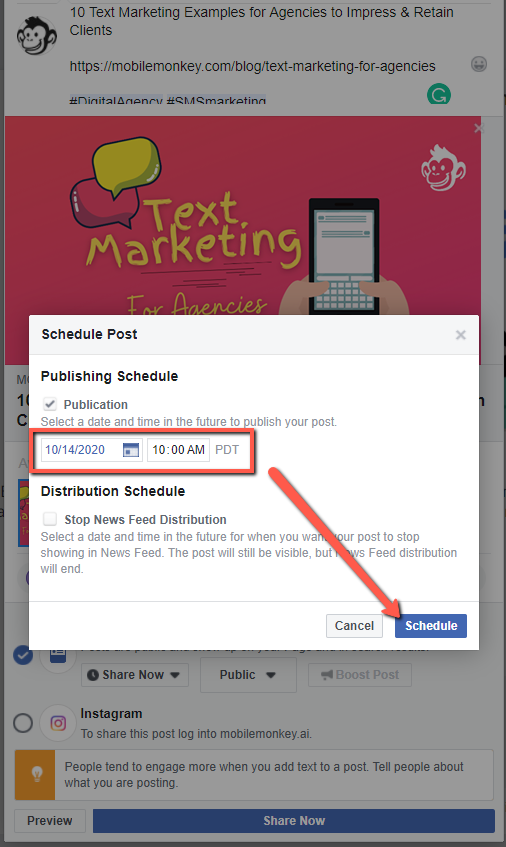 how to schedule a post on Facebook