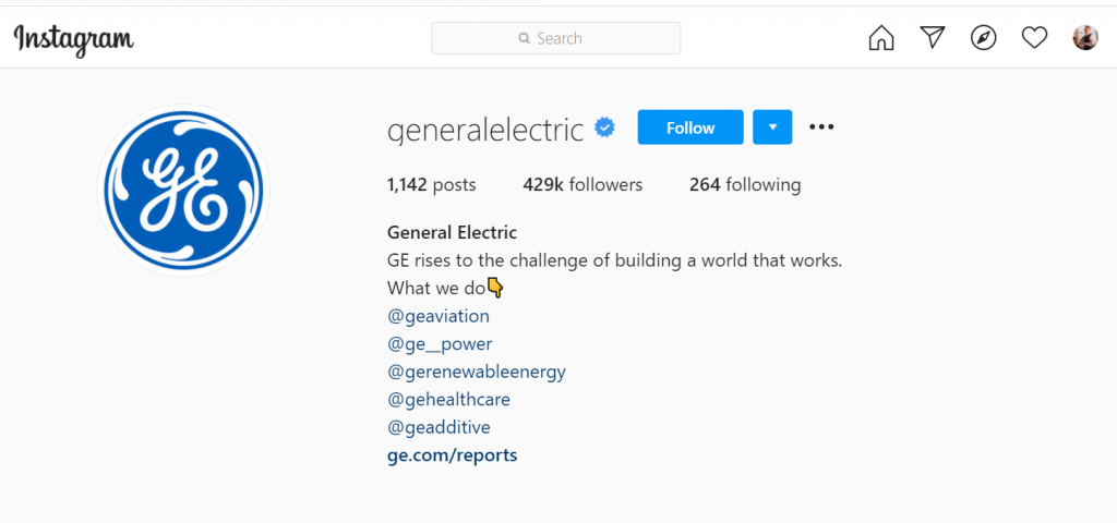 best Instagram business accounts: General Electric