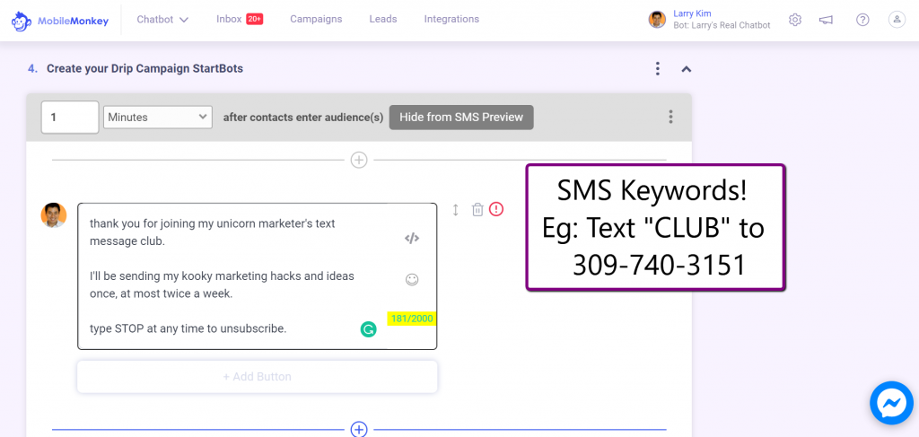 how to avoid SMS marketing mistakes: use SMS keywords for opt-in