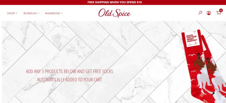 Old Spice’s desktop landing page.