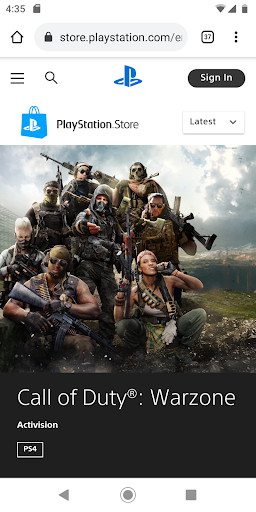 PlayStation’s Call of Duty: War Zone mobile landing page