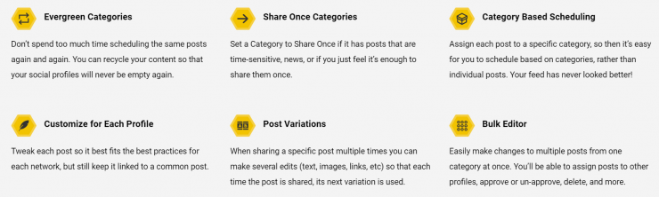 Some of SocialBee's features.