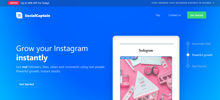 SocialCaptain homepage screenshot