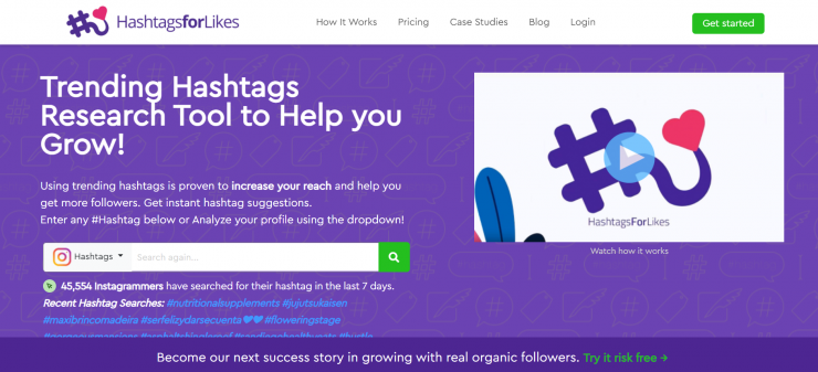 Screenshot of HashtagsForLikes app home