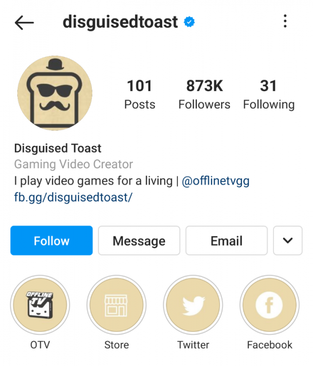 Disguised Toast Instagram Story Highlight example