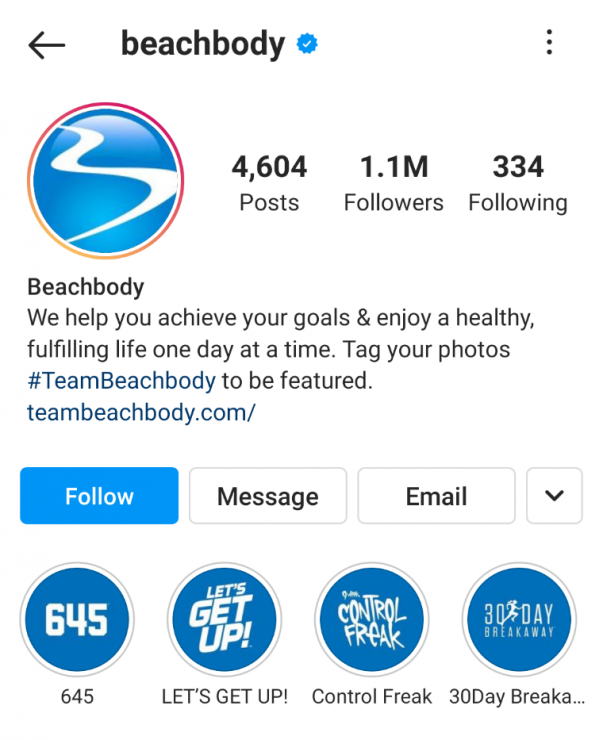 Beach Body Instagram Story Highlight example