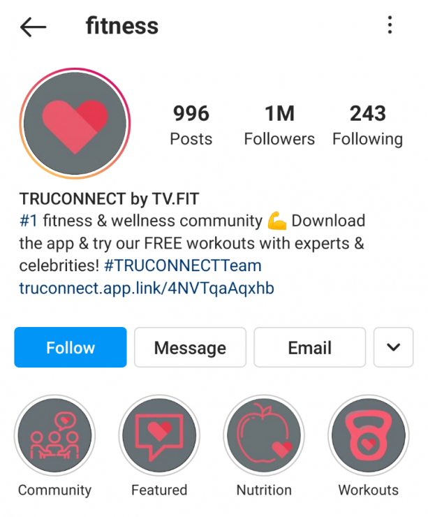 TRUCONNECT Instagram Story Highlight example