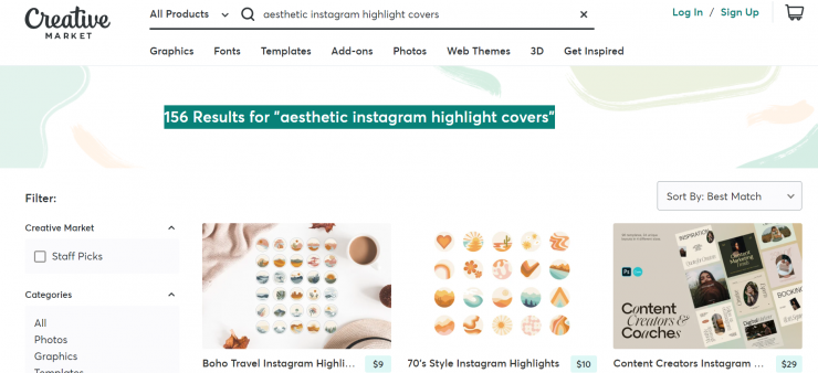 CreativeMarket Instagram highlight covers