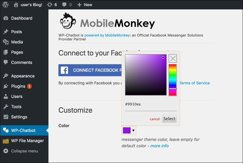 customize wp-chatbot color