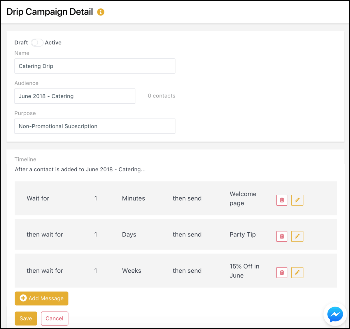 audience-based messenger drip campaign