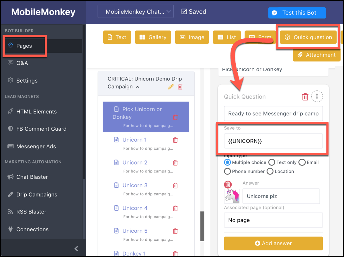 quick question saving attribute