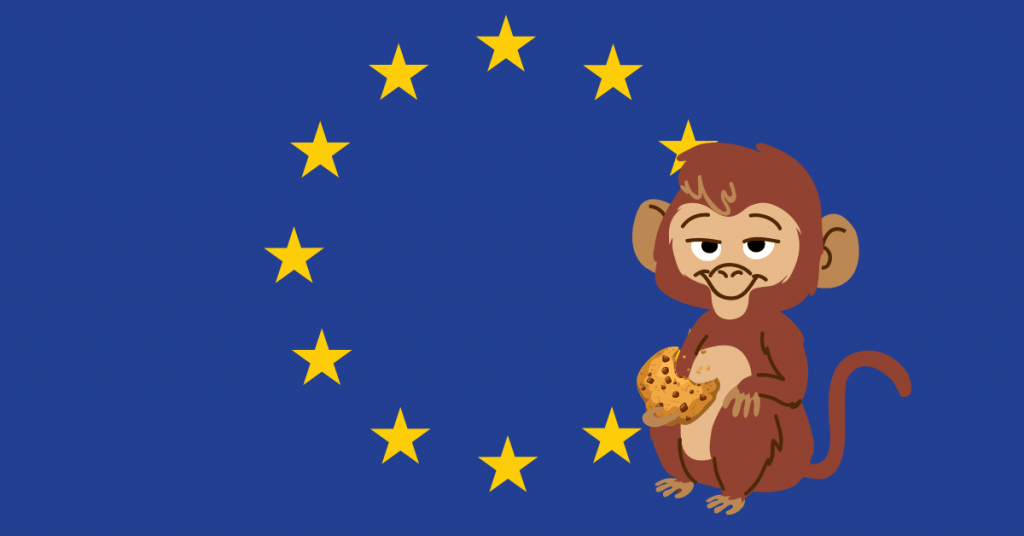 european union flag and monkey