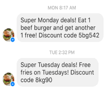 facebook promotional message example