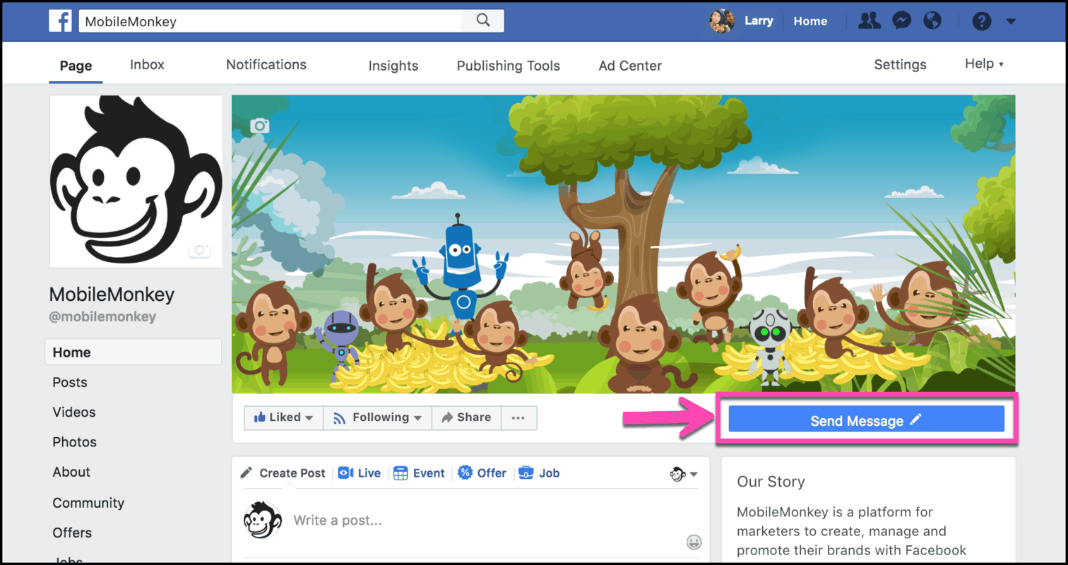 Send Messenger blast to Facebook Page fans CTA