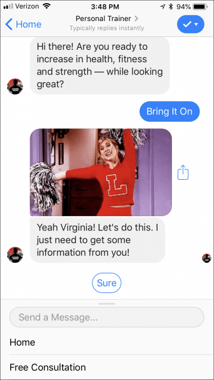 Facebook Messenger chatbot template: Coach bot