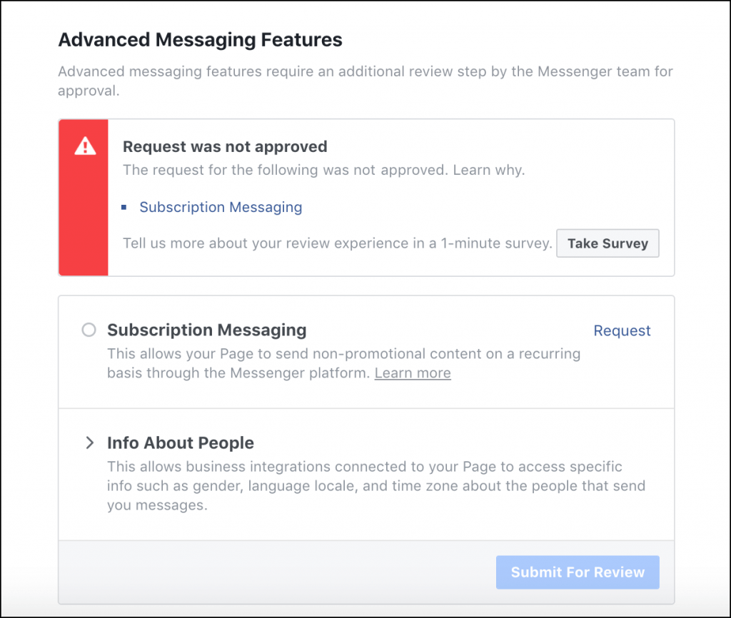 What to Do When Facebook Rejects Your Subscription Messaging Request