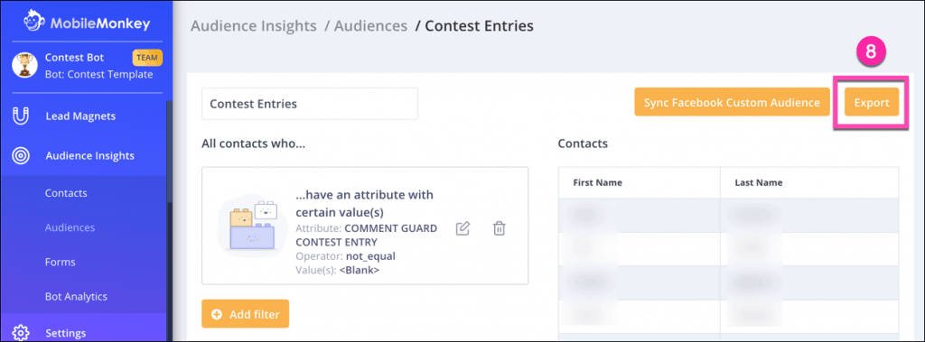 create an audience for contest entries 3