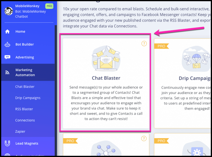 chatblaster in mobile monkey