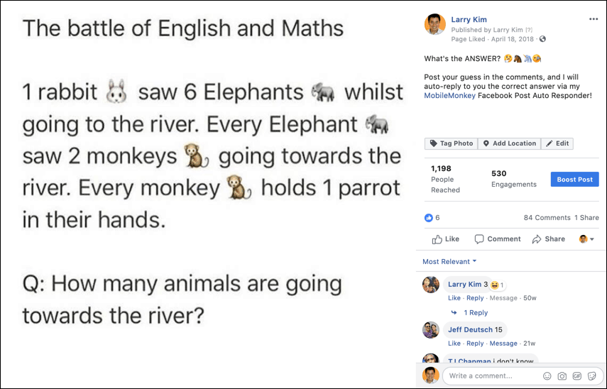 word problem facebook bot autoresponder