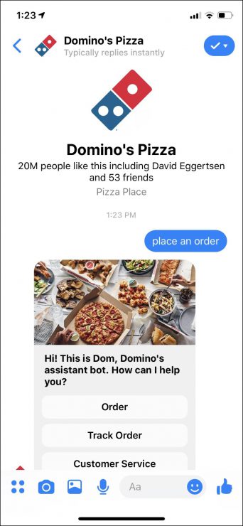 best chatbots for business - restaurant bot