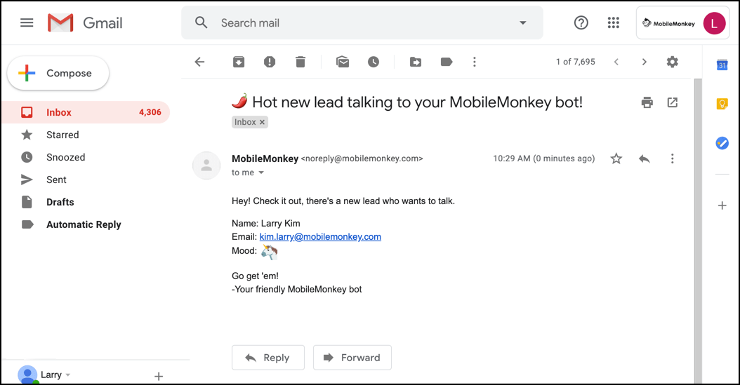 how do i get email notifications from facebook messenger