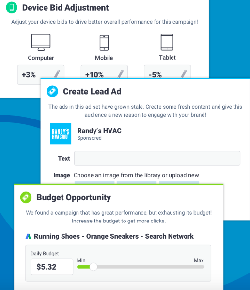 Facebook Tools: An example of the agency solutions offered by WordStream