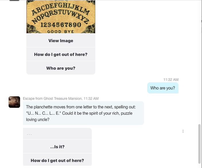 Halloween Chatbots: Skype game ouija board