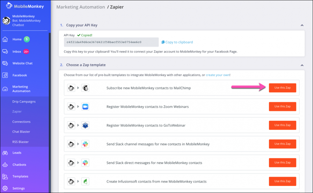 mailchimp zap in Customers.ai