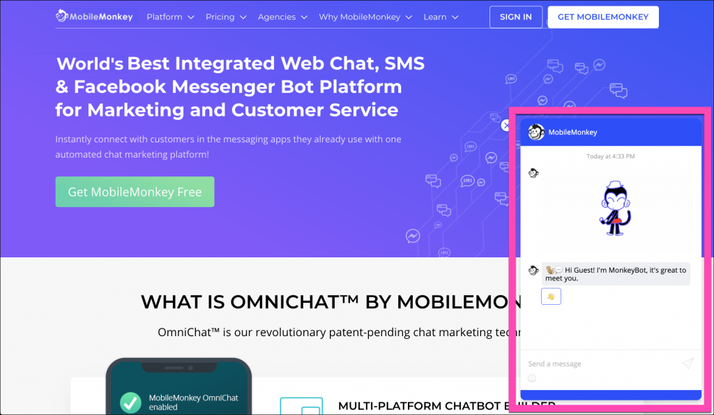 advanced chatbot builder for web chat sms messenger