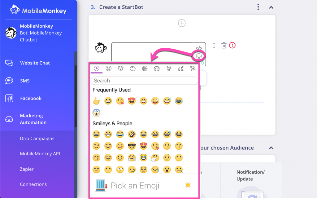 sms chatbot tools emoji keyboard